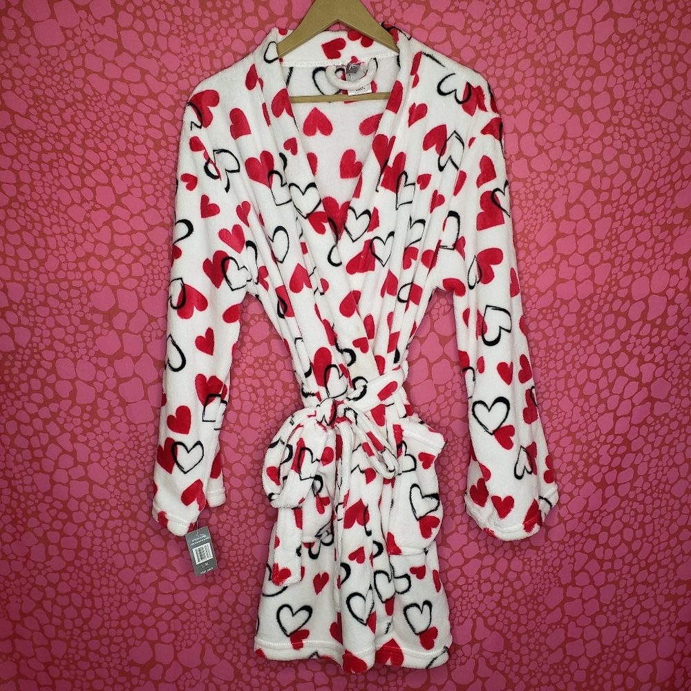 PJ Couture L/XL Cozy Heart Print Robe